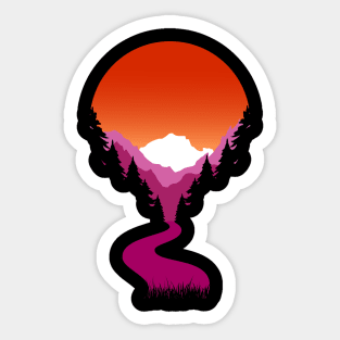 Sapphic Lesbian Pride Sunset Sticker